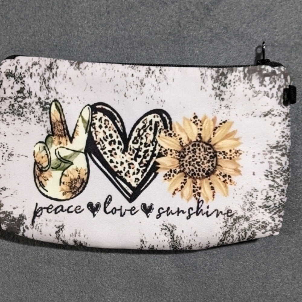 NEW makeup‎ cosmetics bag peace love sunshine